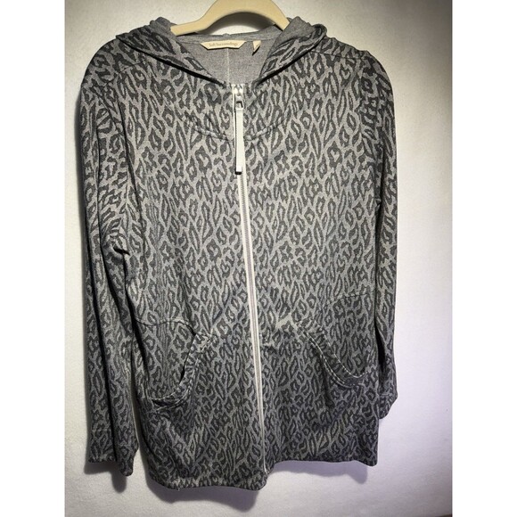 Soft Surroundings Tops - Soft Surroundings Womens Animal Print Full Zip Hoodie Grey M